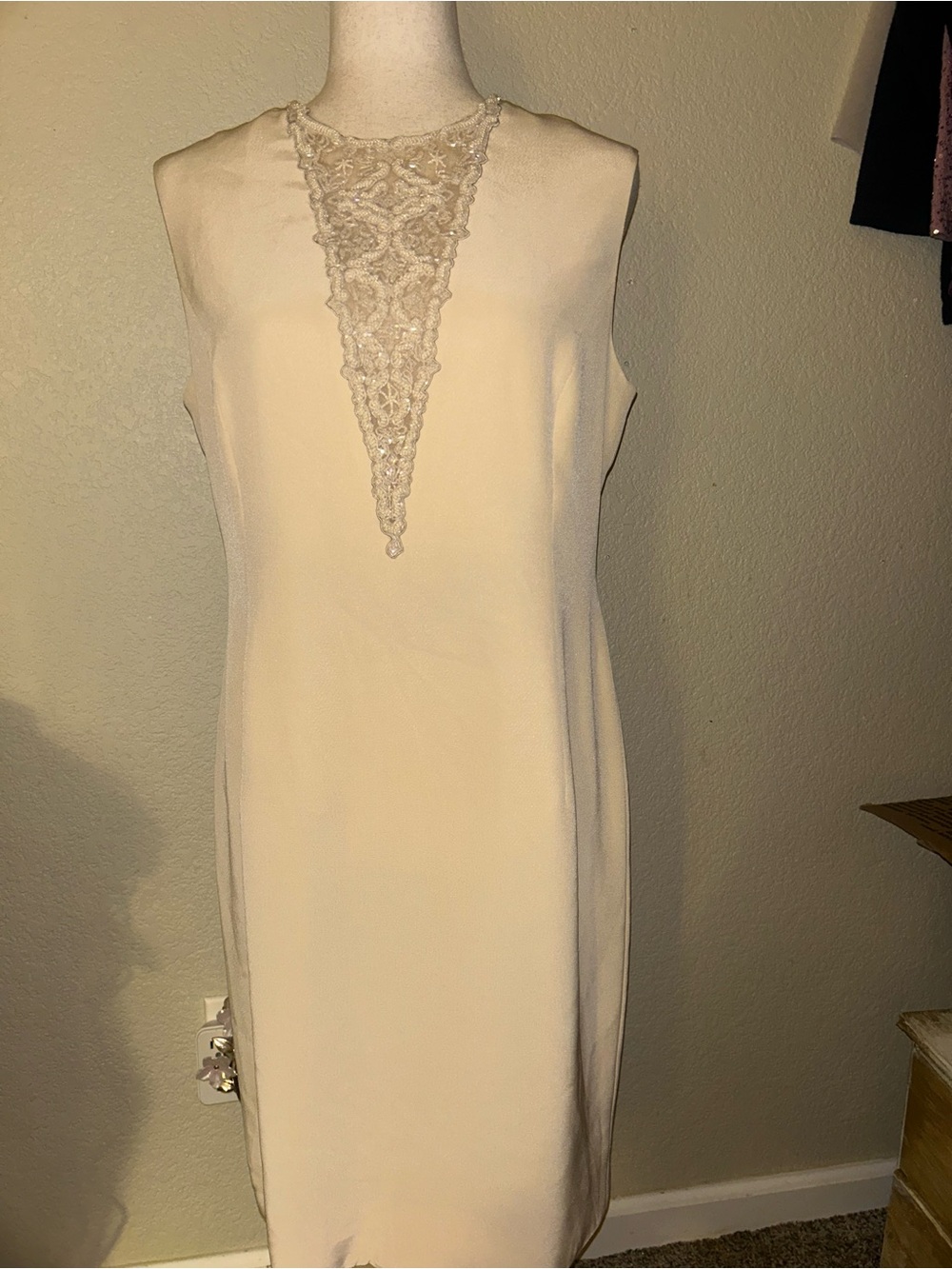 Badgley Mischka White Engagement Party Bridal Bachelorette Mini Shift Dress